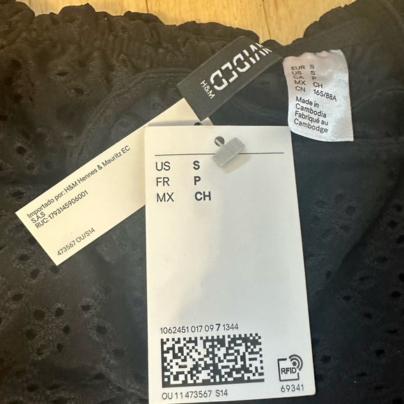 NWTS H&M black eyelet ruched dress - Picture 2 of 7